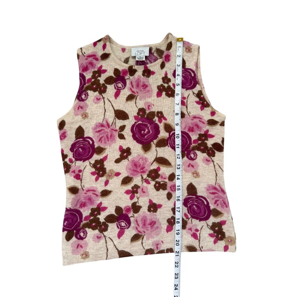 Ann Taylor Loft Floral Lambswool & Angora Sleeveless Sweater Beige Pink Size S - Picture 6 of 7